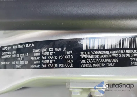 2018 Jeep Renegade Trailhawk 4X4 из США, поврежденный, VIN ZACCJBCB8JPH76889